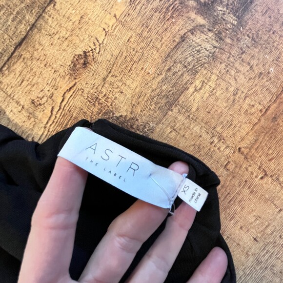 ASTR the Label Black Mini Dress Bodycon Gathered Sides/Sleeves Ruching NEW NWT - Picture 8 of 9